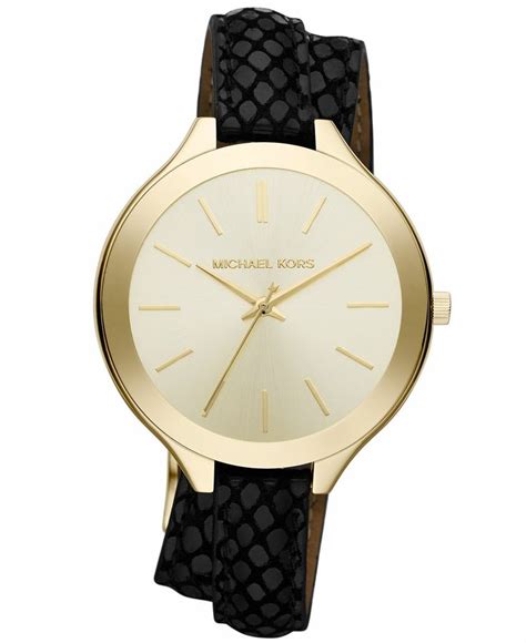 michael kors watch black leather strap